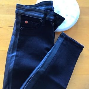 HUDSON Lee Loo super skinny crop tuxedo jeans in black size 25